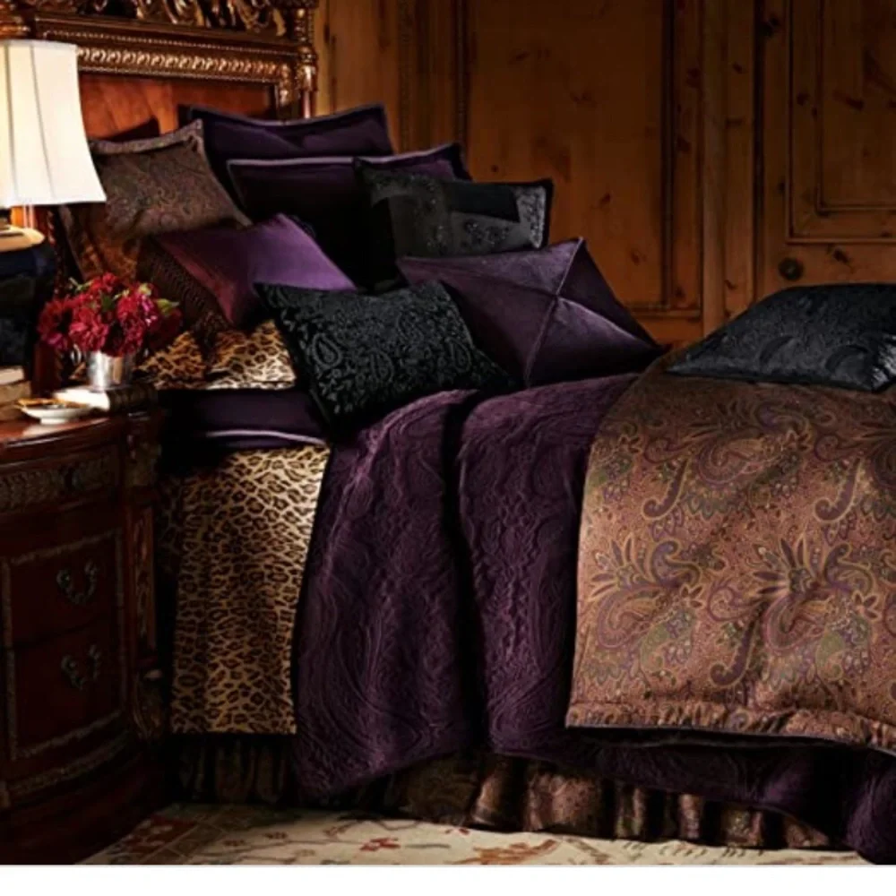 Ralph Lauren New Bohemian Quilt Beaded black Velvet European Sham